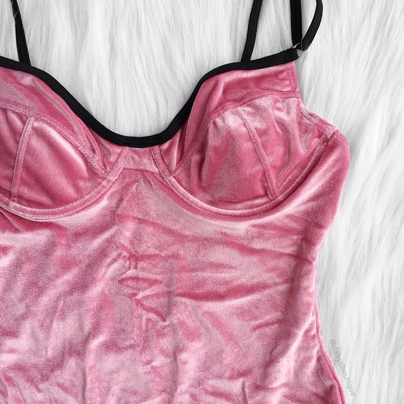 pink velvet one piece bathing suit - Picture 4 of 7